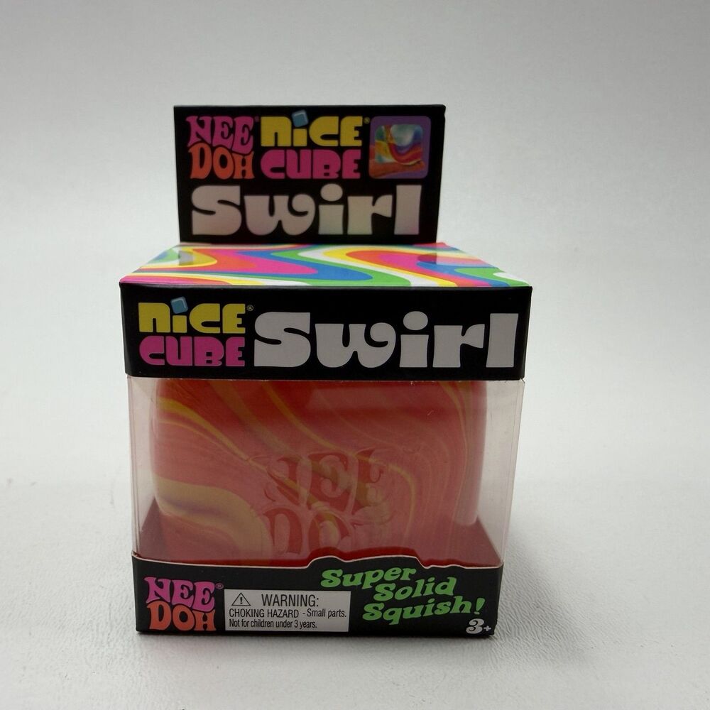 NeeDoh Nice Cube Swirl Squishy Fidget Toy Schylling 3+ Super Solid Ball New